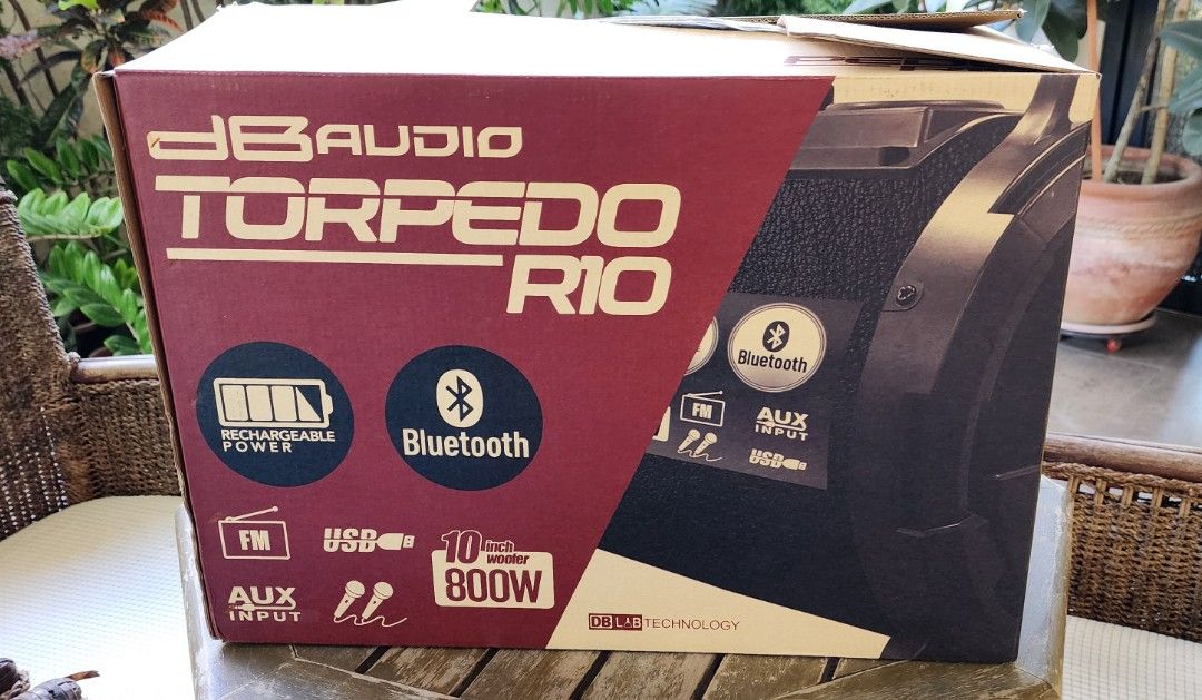 DB audio Torpedo R10 800w (Category: Soundbars, Speakers & Amplifiers) located in Las Pinas. Submitted by maic17 (Listing ID 1361359547, Image 2). Description: DB audio Torpedo R10 800w Brand new complete accessories Rechargeable Power Bluetooth Functional AUX Input 10 Inch Woofer 800w For pick up at Springville Heights Molino 7 Bacoor or shipping c/o buyer.