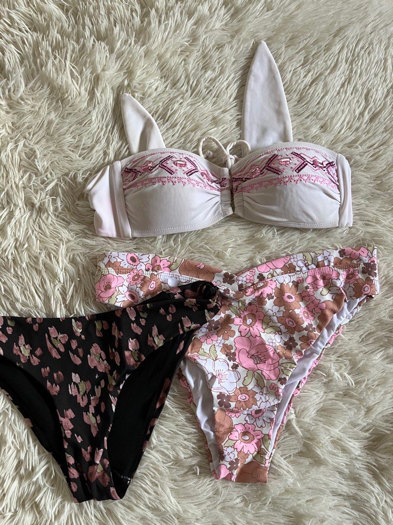 Floral Bikini Bottoms 3n1 (Category: Bikinis & Swimsuits) located in Pasay City. Submitted by sethsummer (Listing ID 1361354737, Image 1). Description: Floral #bikini bottoms #swimsuit #bathingsuit #swimwear #2pc Brand: H&M, black, xsmall on tag, washed but never used. Bought it at H&M MOA. Too small na for me Price: 100 Brand: BEACQS, pink floral, medium on tag.can fit to small. Brand new. Has pouched. RFS: wrong size Price: 80 Bra: color white 