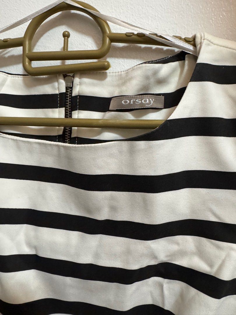 Orsay - black and white stripes (Category: Dresses) located in Quezon City. Submitted by amiraploved (Listing ID 1361351944, Image 2). Description: emily in paris vibes size s-m body type below the knee length nice material and also thick layer bought from dubai.