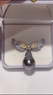 天然海水大溪地黑珍珠胸針15.2-21mm 極光鏡面超大龍珠巴洛克大溪地 天然海水珍珠心口針襟針64211550851074110