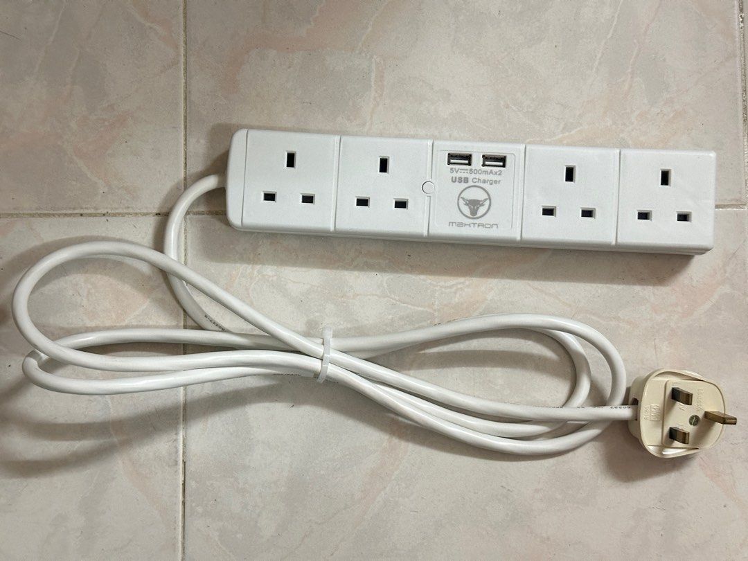 4位 拖板連USB 拖排 排插 extension socket lead power strip power bar 4 way, 家庭電器 ...