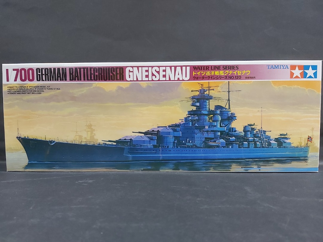 Tamiya Hornet Tamiya 1:700 Scale German Battlecruiser Gneisenau Model Kit - No.77520, 13.2 Inches Long Water Line Series Tamiya