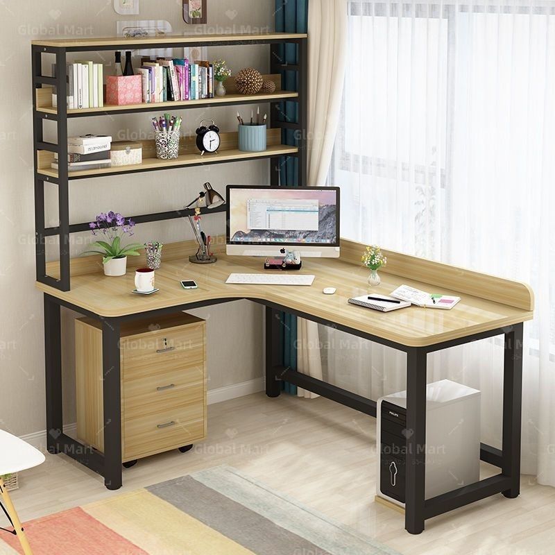 A&0874 computer table computer table office desk bookshelf integrated ...