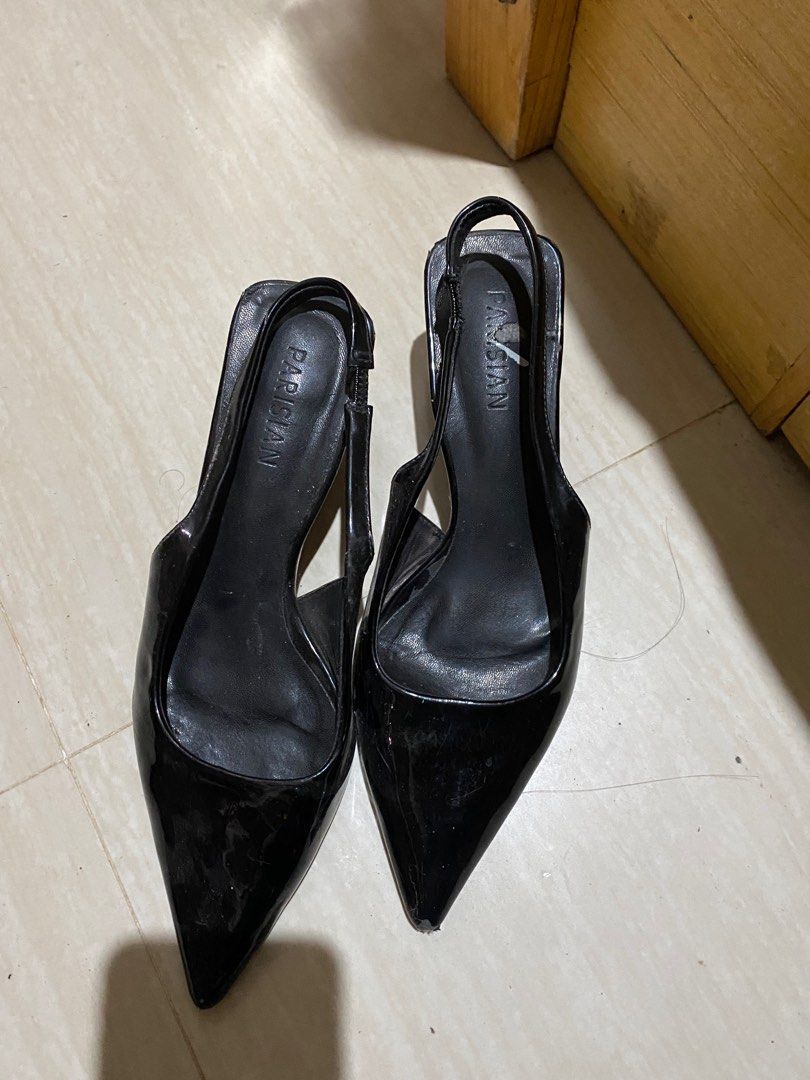 black parisian heels (Category: Heels) located in Manila. Submitted by cheskaaa111 (Listing ID 1362911450, Image 3). Description: good for office heels y2k heels basic black glossy heels good for normal errands comforts size 36-37.
