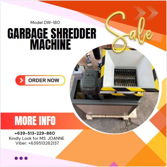 garbage shredder machine Model DW-180 (Category: Everything Else Others) located in Caloocan City. Submitted by casesarian62993 (Listing ID 1362852070, Image 1). Description: 💰Terms Of Payment: 💰50% Security Deposit for processing of unit✔️ 💰50% Cash Upon Delivery or pick ✔️ ✅ Pre-Order Basis 🛒. PRE ORDER PLEASE EXPECT 30 TO 35 DAYS DELAY BEFORE THE RESERVATION DATE .