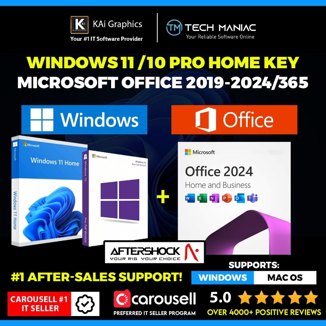 🏆Carousell Award Winner🏆 Windows 10 Home / Windows 11 Home / Windows 11 Pro Official Genuine License Original Product Digital Authentic Key (Works for Aftershock PC!)628630594590751111