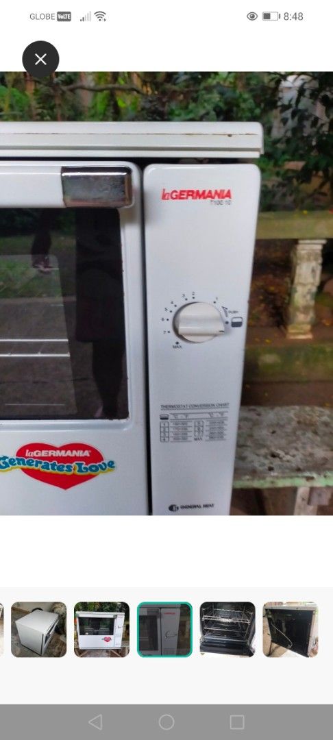 La Germania Table top oven (Category: Ovens & Toasters) located in Makati City. Submitted by basia30 (Listing ID 1362836132, Image 2). Description: Nakastock na lang at kinalawang na yung sa harap nya. Working naman pero talagang matagal na nakastock..