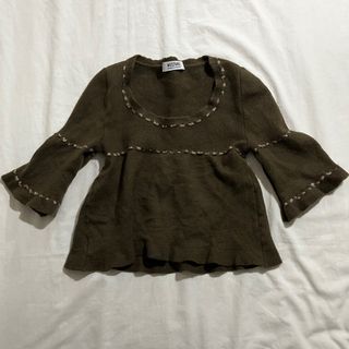 Moschino Brown Cottagecore Knitted Peplum Top