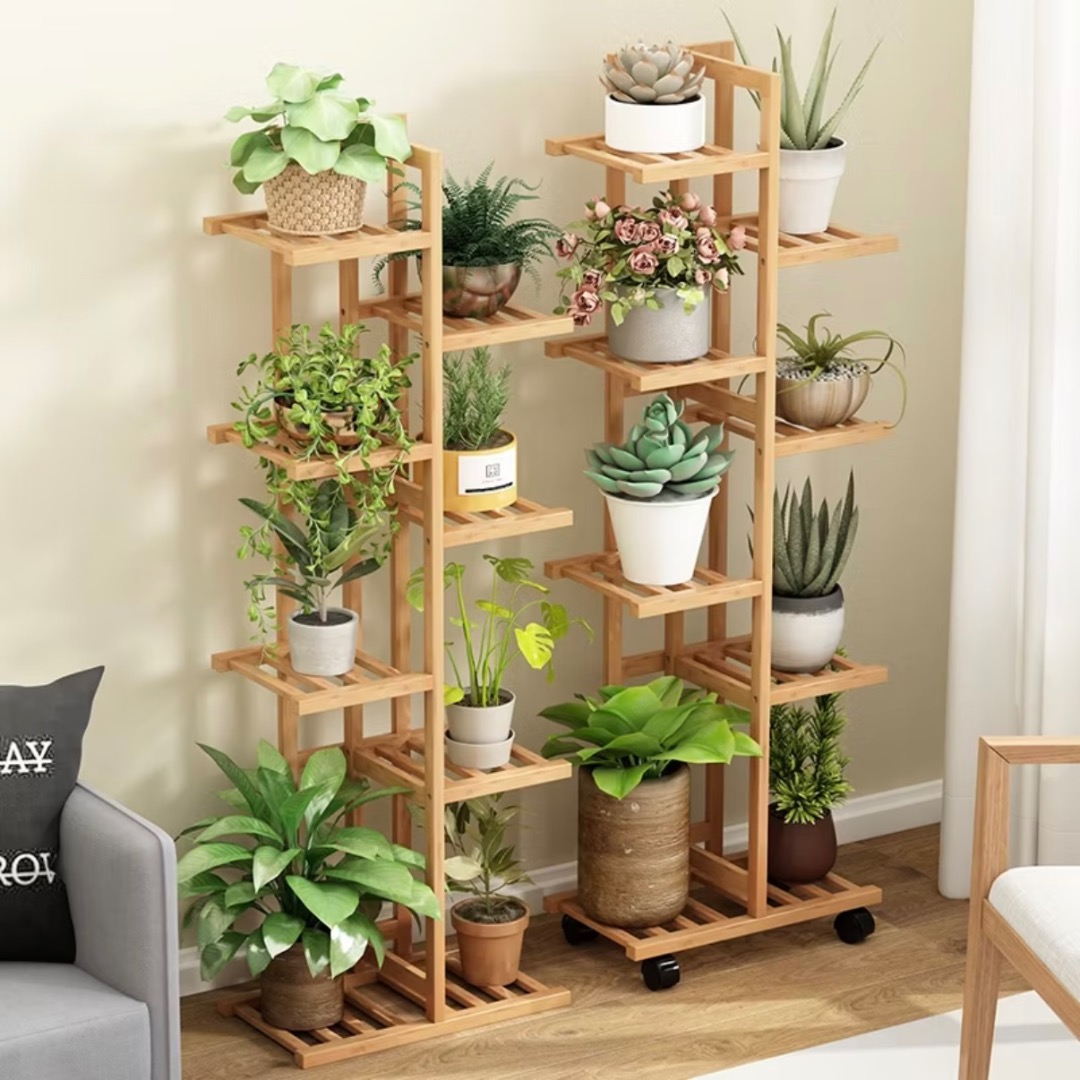 Multi Tier Plant Shelf | Bamboo Flower Rack | Indoor Garden Stand ...