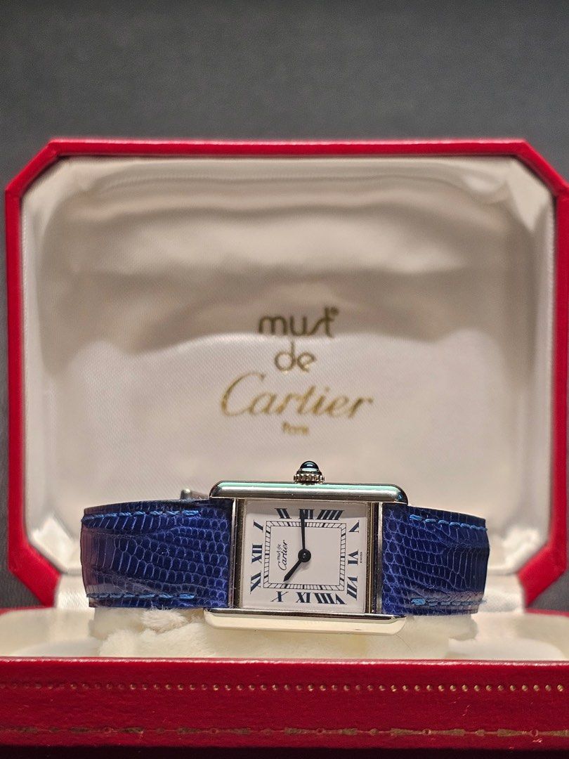 must de Cartier Tank Small (Category: Luxury Watches) located in Davao. Submitted by swisscraftdavao (Listing ID 1362863796, Image 1). Description: must de Cartier Tank Small 1997 model - RARE FIND!! 💯 Ref: 1614 20mm x 28mm Case Full Set | Complete w/ Box, Manual, and Papers Original Leather Strap & Clasp Quartz Movement On Hand 📍Davao City Negotiable.
