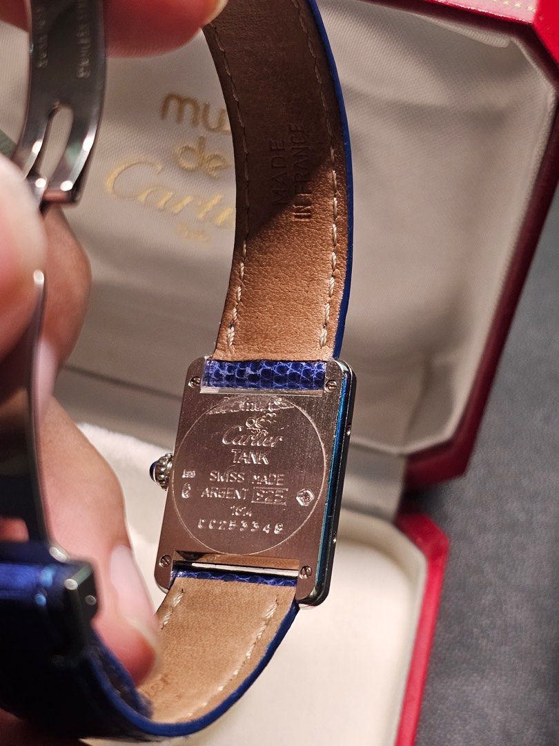 must de Cartier Tank Small (Category: Luxury Watches) located in Davao. Submitted by swisscraftdavao (Listing ID 1362863796, Image 2). Description: must de Cartier Tank Small 1997 model - RARE FIND!! 💯 Ref: 1614 20mm x 28mm Case Full Set | Complete w/ Box, Manual, and Papers Original Leather Strap & Clasp Quartz Movement On Hand 📍Davao City Negotiable.