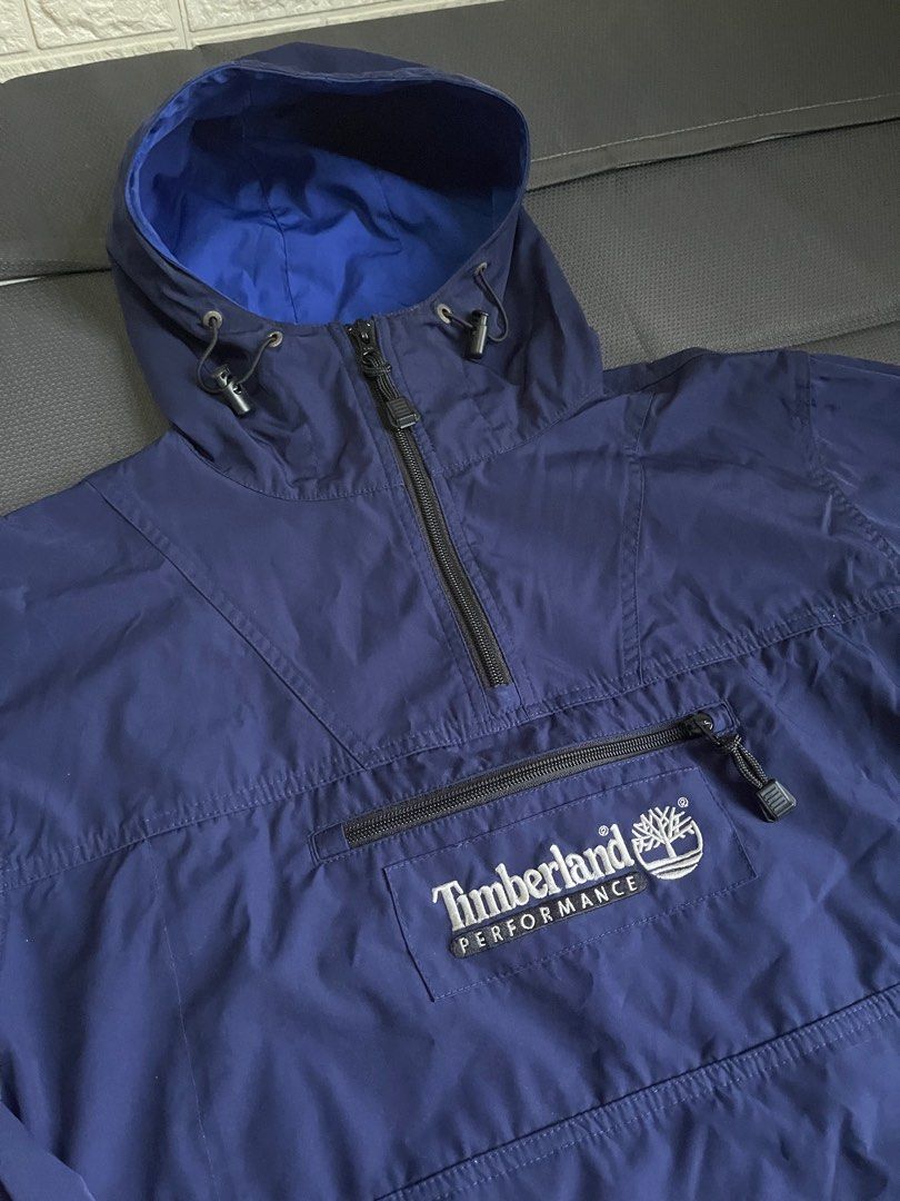 Timberland Quarterzip Windbreaker/Rainstopper (Category: Coats, Jackets and Outerwear) located in Paranaque City. Submitted by declutteringstuff (Listing ID 1362954130, Image 2). Description: Can keep you completely dry! (was a personal item but i have a black one now so ill be selling this) adjustable waist length/has a waist adjuster cool for gorpcore outfits :) no other issue beside the cig burn, can be easily repaired* all zippers working wot