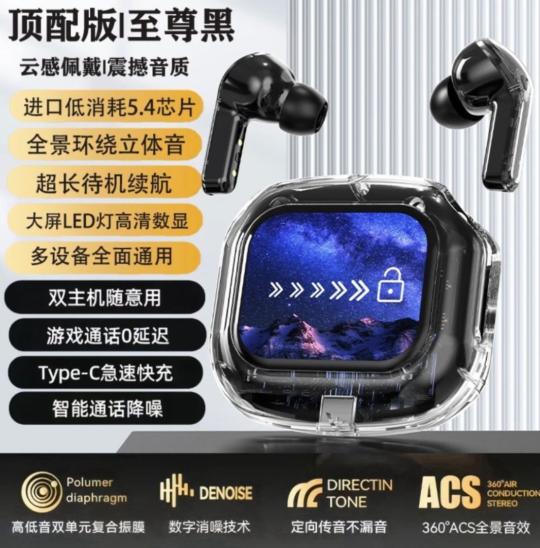 FREE DELIVERY, Amazing Headphone Brands /Fast , FREE delivery in Asia, AIR MAX PREMIUM (Category: Earphones) located in Singapore. Submitted by tech_aura (Listing ID 1363161848, Image 2). Description: • Futuristic Transparent Design with Color Display • Powerful Bass & Clear Calls • Type-C Fast Charging | Up to 25 Hours Battery • Touch Control | Gaming Mode | Noise Reduction A stylish choice for tech lovers & gamers. Wireless Earbuds w/ Display +