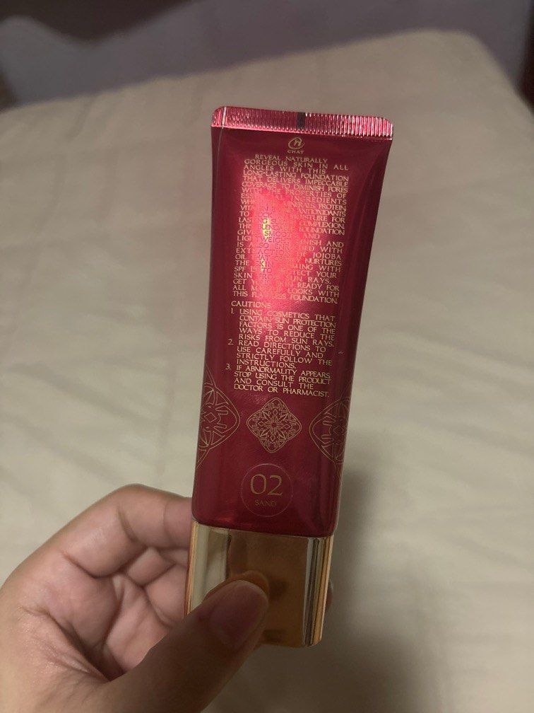 Authentic Chat foundation shade: Sand (Category: Makeup) located in Manila. Submitted by janella_1 (Listing ID 1363088782, Image 2). Description: Foundation used by the makeup artist of "Thank you Kateyki Aonsomrutai" Famous in Thailand Bought this sa Eve and Boy in Thailand for 1.2k, swatched a few times decluttering .