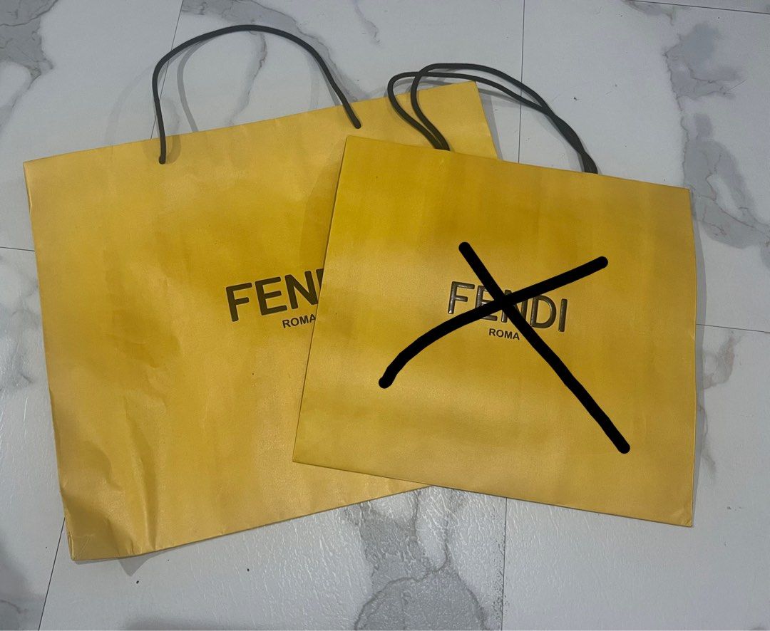 Authentic Fendi paperbag (Category: Luxury Bags & Wallets) located in Quezon City. Submitted by nxdeclutters (Listing ID 1347576895, Image 1). Description: RFS: Decluttering Negotiable See next pic for the issue Other authentic luxury paperbags available!.