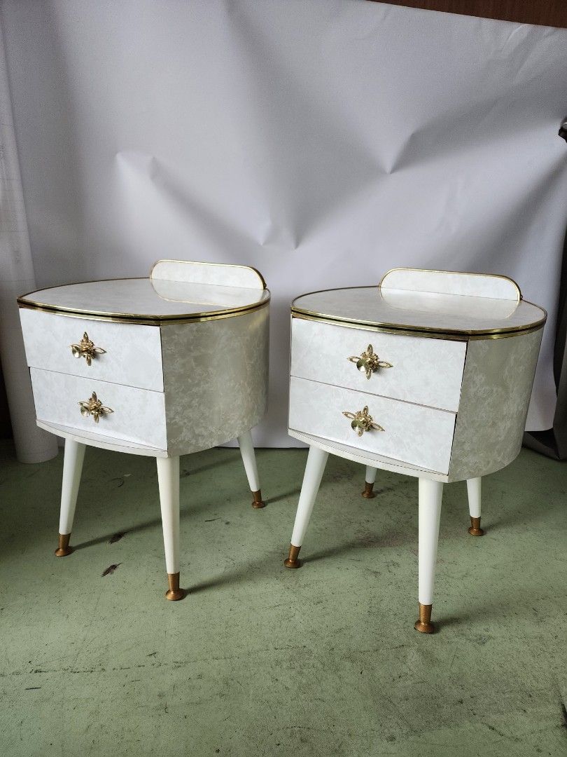 Bedside Table (Category: Tables & Sets) located in Singapore. Submitted by wongpuil (Listing ID 1363029921, Image 1). Description: A pair of 1960s Retro bedside table from Australia. In good condition for its age. Original vintage fomica. #austinpower #retro #groovy $180 for the pair.