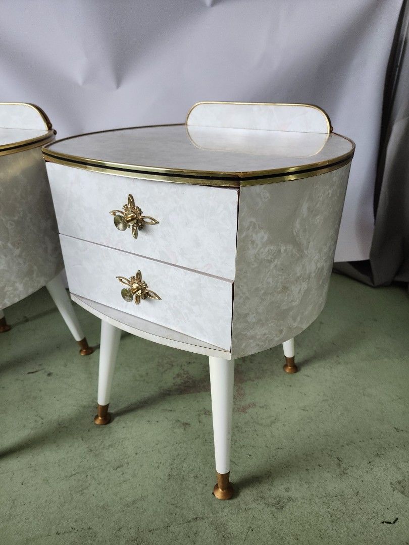 Bedside Table (Category: Tables & Sets) located in Singapore. Submitted by wongpuil (Listing ID 1363029921, Image 2). Description: A pair of 1960s Retro bedside table from Australia. In good condition for its age. Original vintage fomica. #austinpower #retro #groovy $180 for the pair.