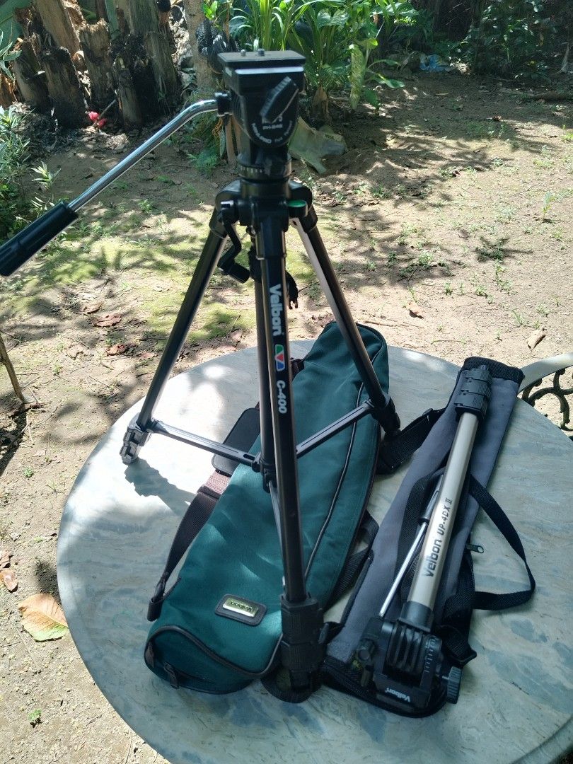 bundled Velbon Tripad & Monopad (Category: Tripods & Monopods) located in Daet. Submitted by fryzoneshop (Listing ID 1363017428, Image 2). Description: take all! High Quality Photography accessories Velbon C400 Tripad Velbon UP-4DX II MOP GCASH MAYA BDO MOD J&T.