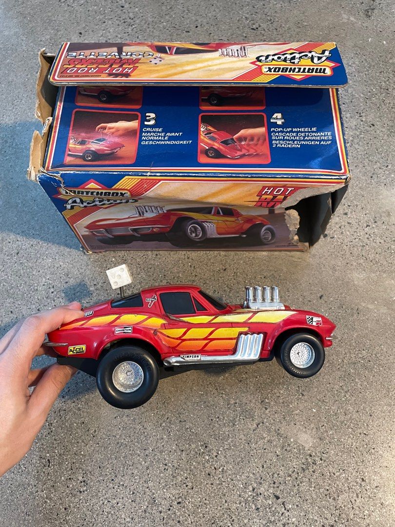 Matchbook Racers Characters Matchbox Hot Rod Racers 1986 Corvette with Original Box (Tested Working ...