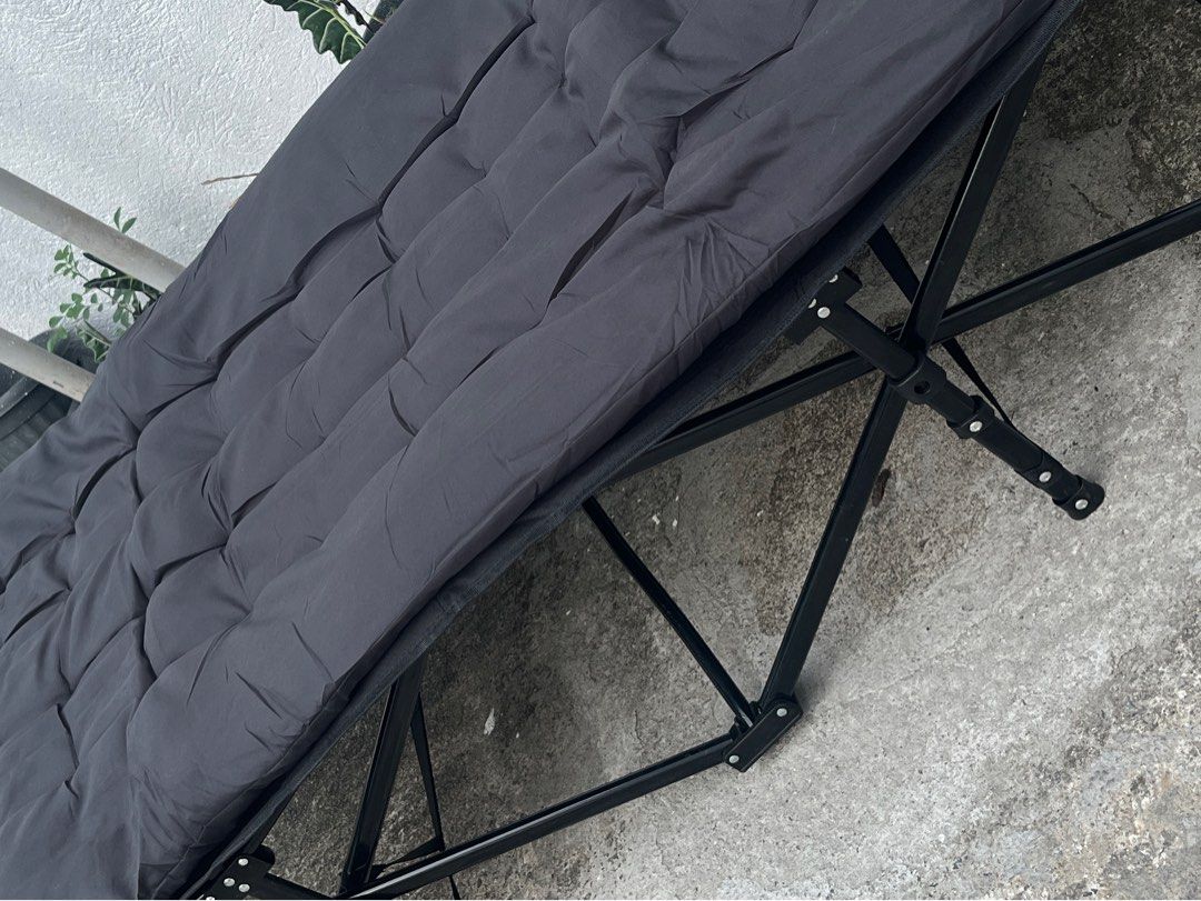 New Foldable Bed / Outdoor or Indoor Bed / Camping Bed (Category: Other Home Furniture) located in Antipolo. Submitted by jvcnkl (Listing ID 1363004378, Image 2). Description: New Foldable Bed for Adults Portable Foldable Camping Bed (frame and mattress) •Durable Iron Frame •Adjustable Headrest •Ideal for Outdoor Activities, Beach, Poolside, and Patio •Camping Essential •Ergonomic Design •Durable Construction.
