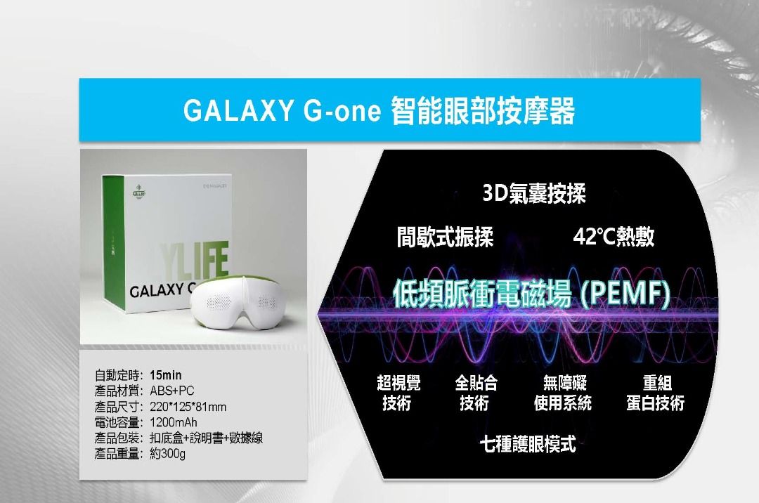 Olylife Galaxy G-One PEMF 脈衝地磁奧林生活智能眼部按摩器 Olylife Galaxy G-One PEMF 脈衝地磁奧林生活智能眼部按摩器