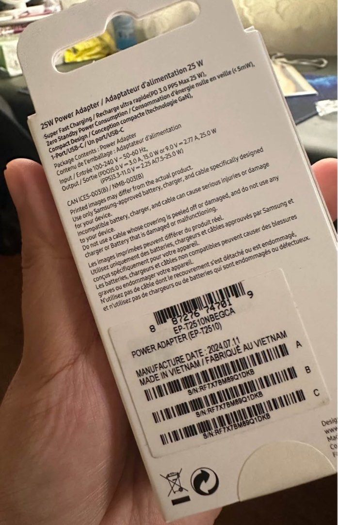 Original Samsung Power Adapter 25w (Category: Cables & Adaptors) located in Manila. Submitted by francisco73621 (Listing ID 1363144402, Image 2). Description: Original Samsung Power Adapter 25w.