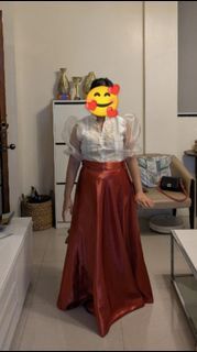Red orange / terracotta silk skirt