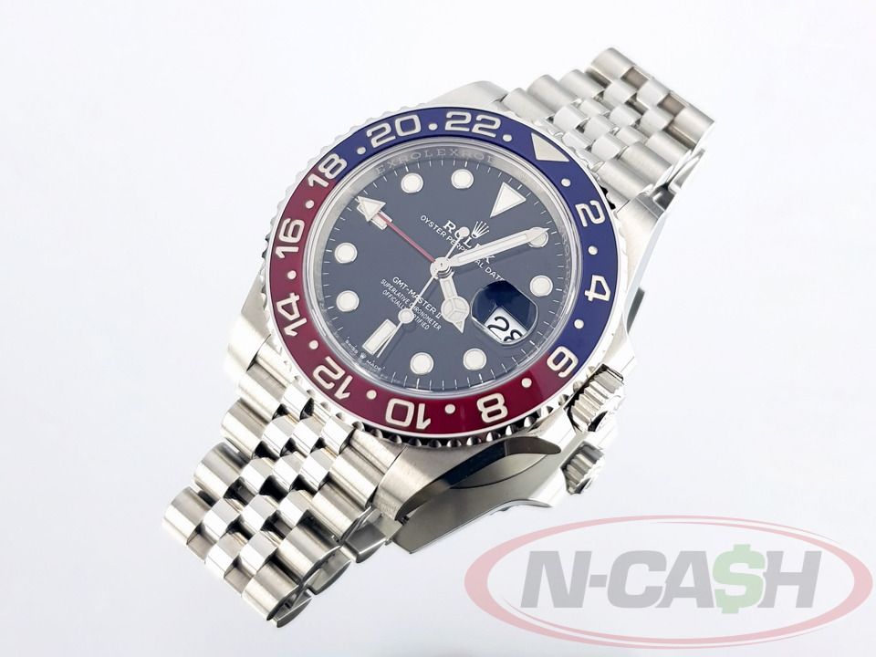 Rolex GMT-Master II Pepsi Jubilee (Category: Luxury Watches) located in Makati City. Submitted by luxury_by_ncash_2 (Listing ID 1363041180, Image 3). Description: N-Cash Pawnshop "Instant Cash for Bags, Watches, Cars, and Electronics" https://www.ncash-pawnshop-philippines.com/ Rolex GMT-Master II Pepsi Jubilee Ref. 126710BLRO 2022 9.8 out of 10. Mint condition Jubilee bracelet Complete retail package PHP 1,318,000 For more details and photos vis