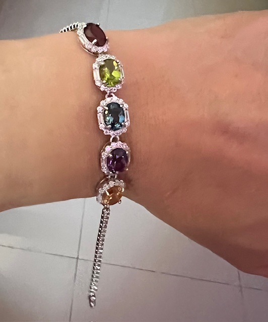 5 Pcs/set Natural Semi-precious Stone Metal Bracelets Set