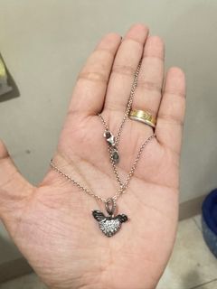 💯 Authentic Pandora Pave Hearts and Angel Wings Necklace