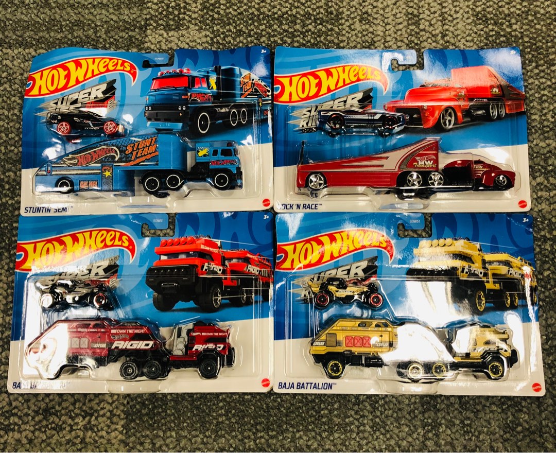 Baja Racing Rigs 特價全新 Hotwheels Super Rigs 金屬車 BAJA BATTALION ROCK N RACE STUNTIN SEMI ...