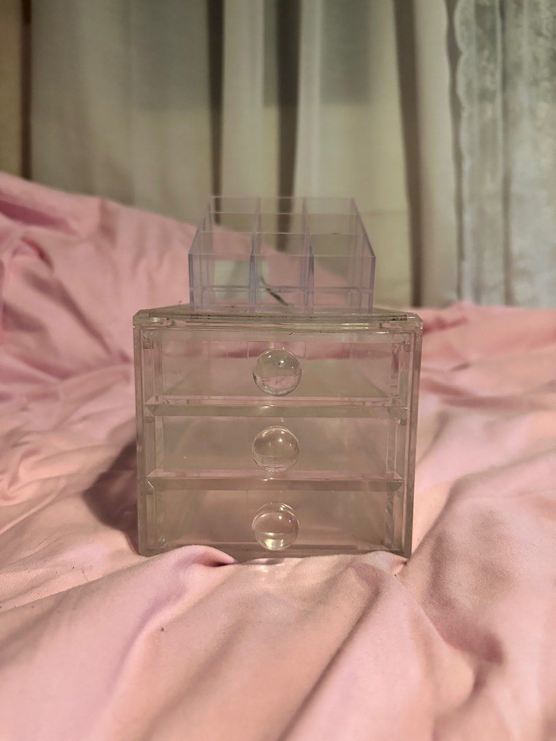 Acrylic Makeup Organizers Set (Category: Storage Boxes & Baskets) located in Cainta. Submitted by thingsfromerika (Listing ID 1363226026, Image 2). Description: Rfs: everything must go. Item condition is as is on photos. Thank you! 💕.