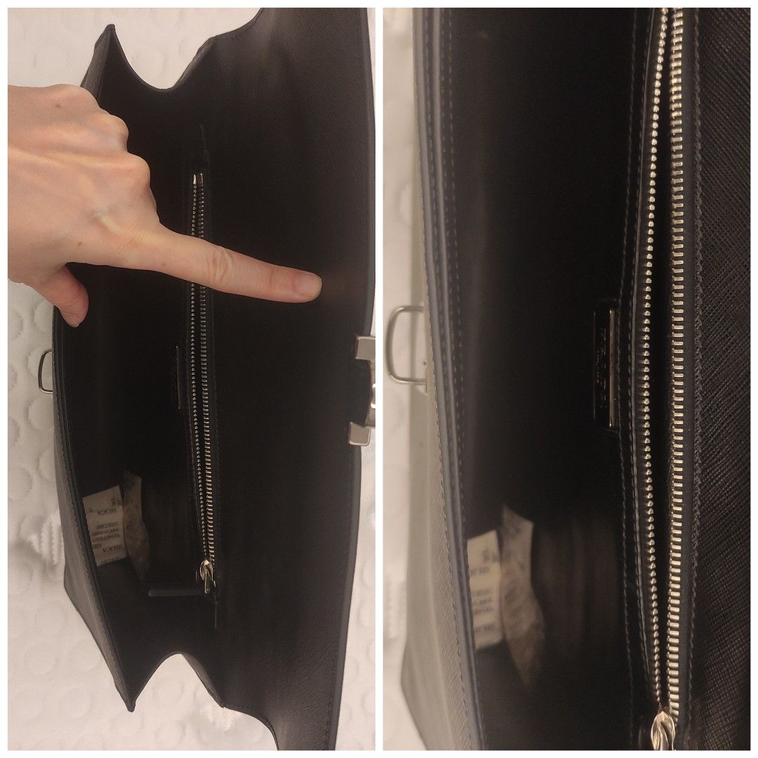 Authentic Prada Clutch Bag (Category: Bags & Wallets) located in Singapore. Submitted by foreigncloset (Listing ID 1363196200, Image 2). Description: 💯% Elegant Authentic Prada Clutch. In Excellent New Condition. Comes with authentication card. Push lock closure. Silver tone hardware . Pls check my other designer bags.🤗 Size approximately 34cm X 23.5cm.