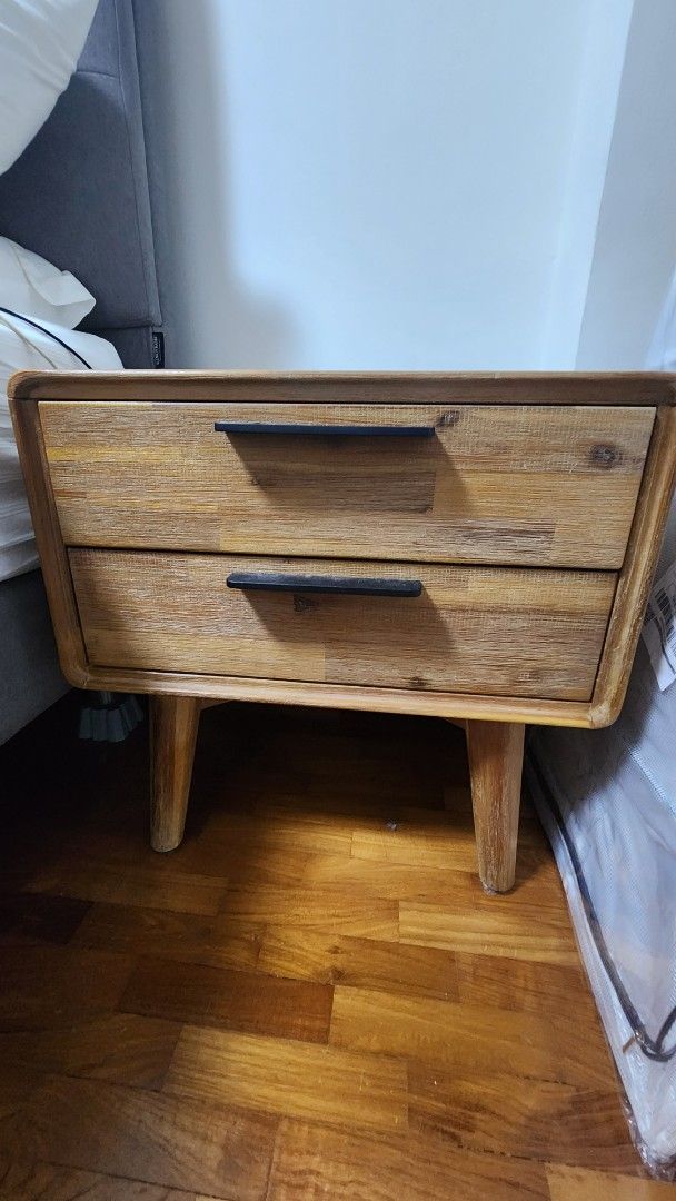 Bedside Table (Category: Tables & Sets) located in Singapore. Submitted by noryame (Listing ID 1363283209, Image 3). Description: A pair of Castlery Seb bedside table. With minor scratches as shown on photo 2 & 4. Price for both is $350, one unit is for $190. Dimension: W56 x D45 x H55cm Self-collect at Sengkang.