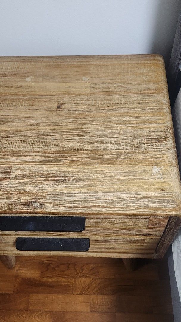 Bedside Table (Category: Tables & Sets) located in Singapore. Submitted by noryame (Listing ID 1363283209, Image 2). Description: A pair of Castlery Seb bedside table. With minor scratches as shown on photo 2 & 4. Price for both is $350, one unit is for $190. Dimension: W56 x D45 x H55cm Self-collect at Sengkang.