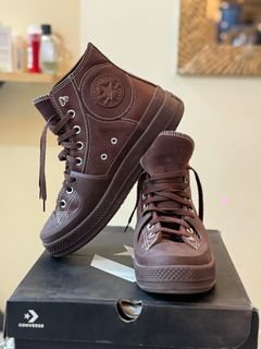 Converse Chuck Taylor All Star Construct Hi trainers in dark brown
