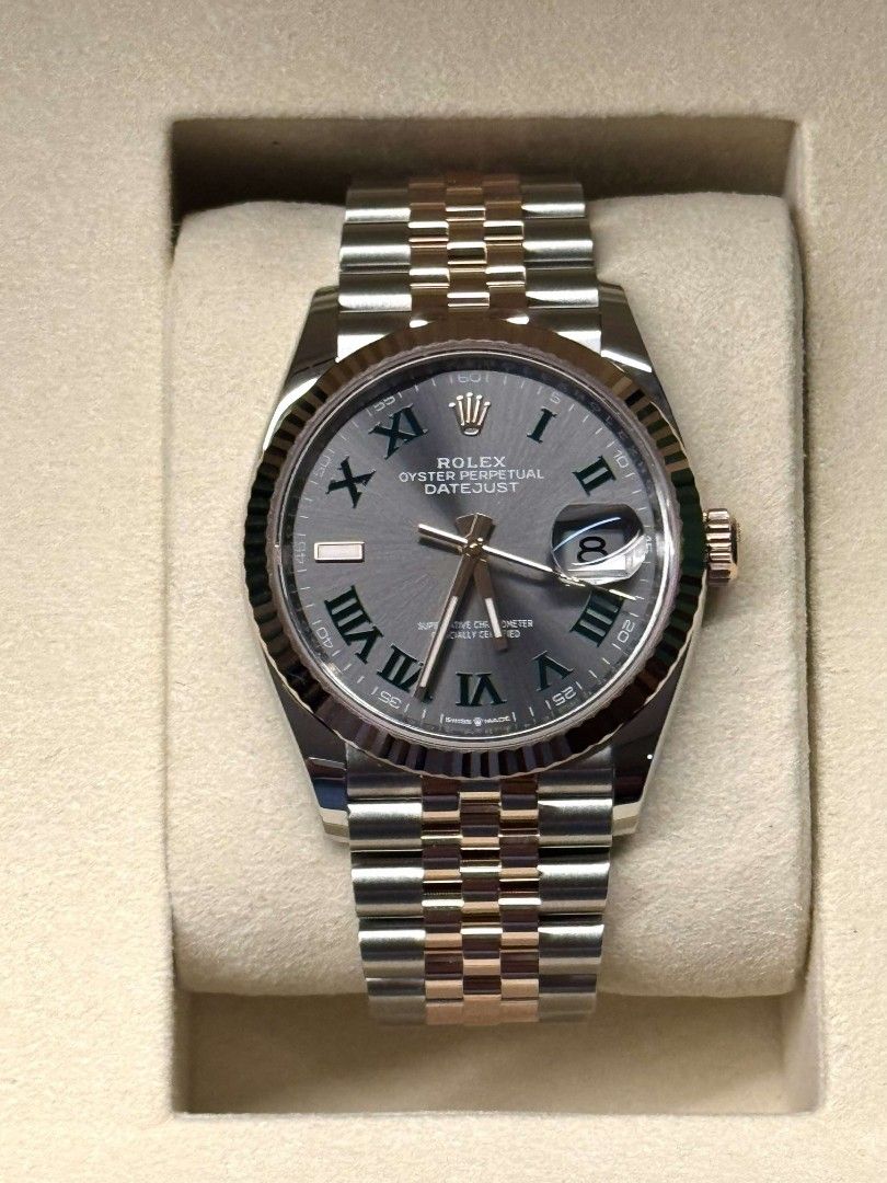 Datejust 36 rosegold (Category: Luxury Watches) located in Davao. Submitted by joshcas (Listing ID 1363258067, Image 3). Description: brand new datejust 36mm wimbledon rosegold fluted bezel and jubilee bracelet. april 11,2025..
