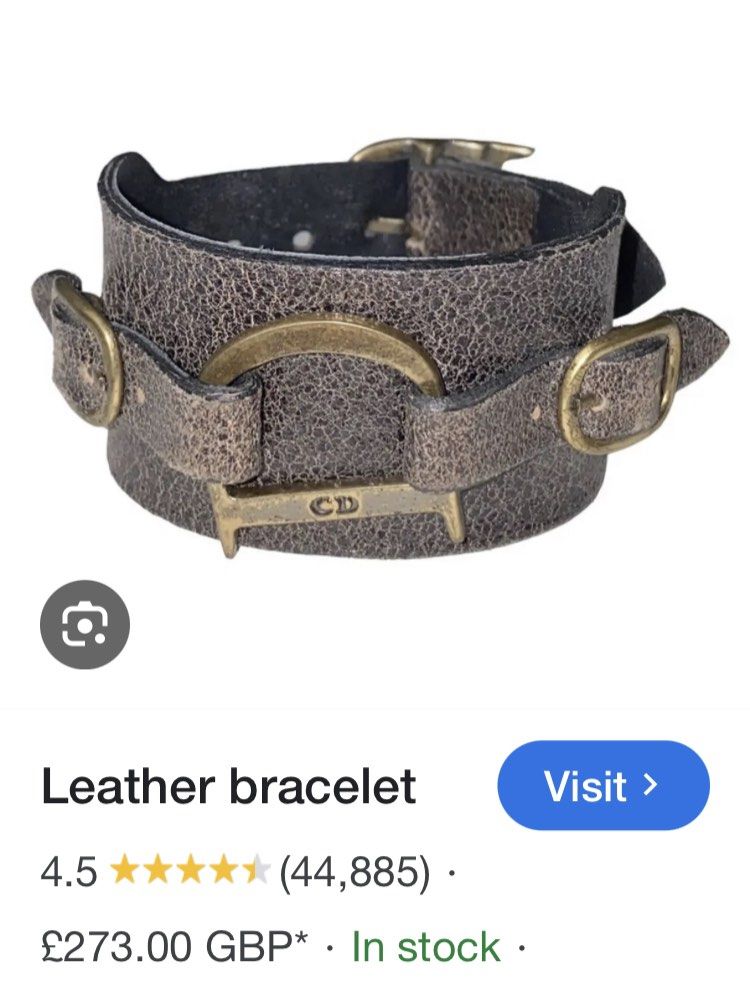 Dior (Category: Luxury Bags & Wallets) located in Mandaluyong City. Submitted by envoguevintage88 (Listing ID 1363240558, Image 3). Description: True fashioniste accessory. Dior Saddle Leather Cuff. Level up your denim outfit with a bespoke galliano leather cuff bracelet. So extremely rare and so unequivocally collectible ..