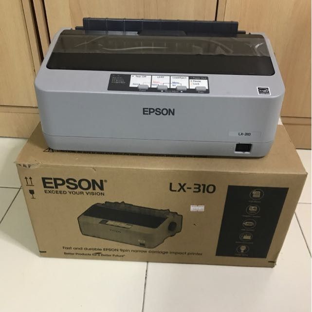 EPSON LX310 DOT MATRIX PRINTER I EPSON PRINTER (Category: Printers, Scanners & Copiers) located in Quezon City. Submitted by printer_supplies_provider (Listing ID 1363213113, Image 2). Description: EPSON LX310 DOT MATRIX PRINTER *FEATURES SPECS: ❏.Narrow carriage 9-pin SIDM ❏.High 357 CPS print speed at 12CPI ❏.10,000 power on hour MTBF ❏.USB, Serial and Parallel ports *CONSUMABLES ❏.Ribbon Cartridge S015632 Available in Purchase, & FREE USE PRIN