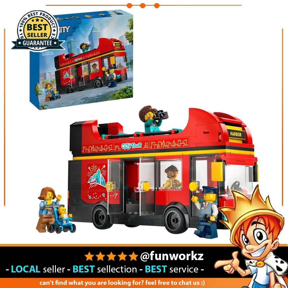 LEGO City Red Double-Decker Sightseeing Bus Toy Vehicle Playset for ...