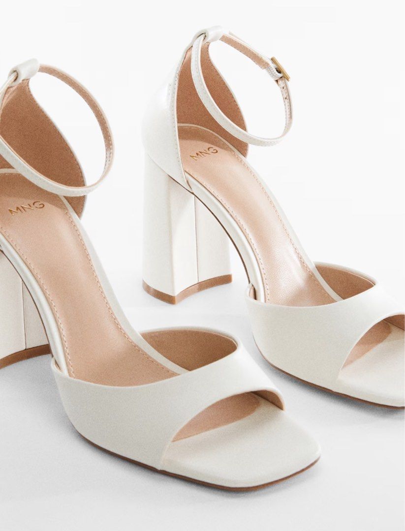 MANGO Wide-Heeled Sandal w/ Bracelet (Category: Heels) located in Paranaque City. Submitted by love.claire (Listing ID 1363248659, Image 1). Description: Used as bridal shoes Bought for ₱2995 RFS: Rarely Used MOP: GCASH/UB/BPI Lalamove/Grab/GogoXpress (c/o buyer).