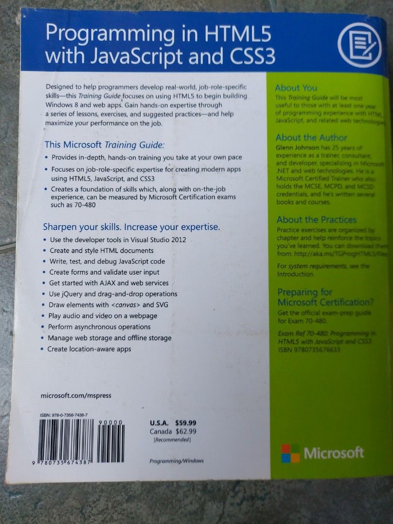 Programming in HTML5 with Javascript and CSS3 training guide (Category: Textbooks) located in Singapore. Submitted by ckkoffers (Listing ID 1363237652, Image 2). Description: .