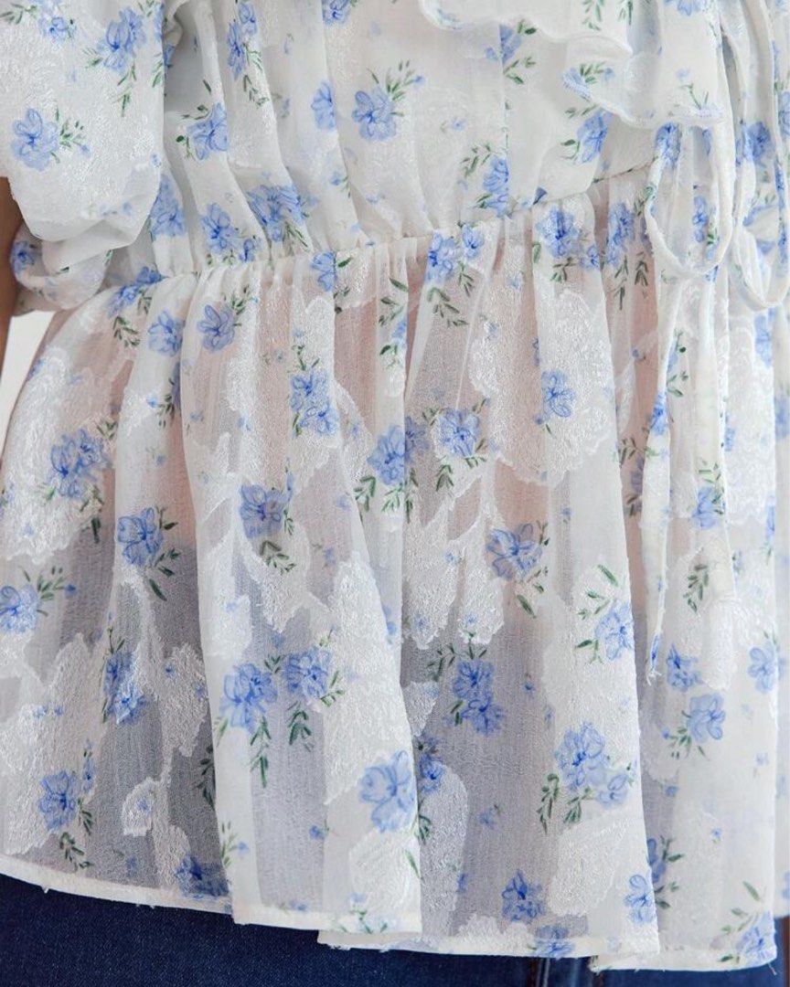 Shein blue floral top (Category: Blouses) located in Manila. Submitted by cjy041 (Listing ID 1363342720, Image 3). Description: Brand New Never Worn RFS: too big on me Mode of payment:Gcash/BPI PAYMENT FIRST POLICY!! Mode of Delivery: (delivery fee shouldered by buyers) - Lalamove, Grab - NO COD Location: Ongpin St. Sta. Cruz, Manila.