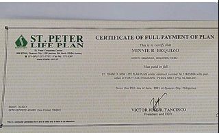 St. Peter Plan Fully paid