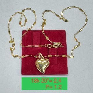 18K Saudi Gold heart  necklace