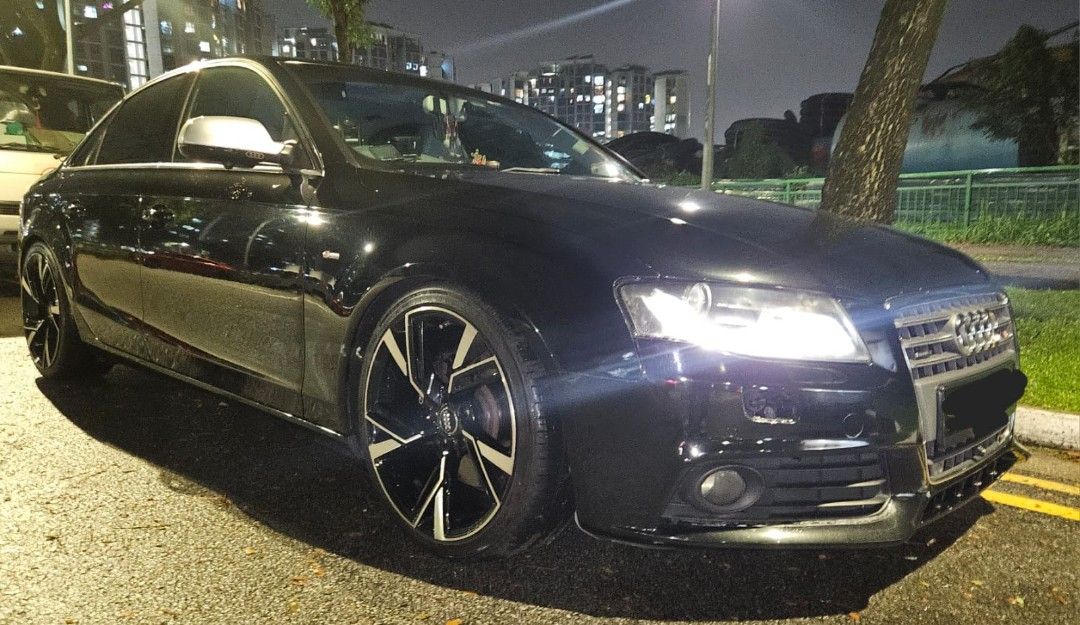 Audi A4 2.0A TFSI Quattro S-Line TFSI Quattro S-Line Auto (Category: Used Cars) located in Singapore. Submitted by babyboycas30372 (Listing ID 1363398058, Image 3). Description: Powerful n responsive 2.0L 4 cylinders 16 valves doc. TFSI turbocharged engine paired with a reliable 7 speed DSG automatic transmission. AWD. All major wear n tear done,upgraded headunit with audi mmi n 360 cam,upgraded sound system, full car ambience lighting, Brembo fr