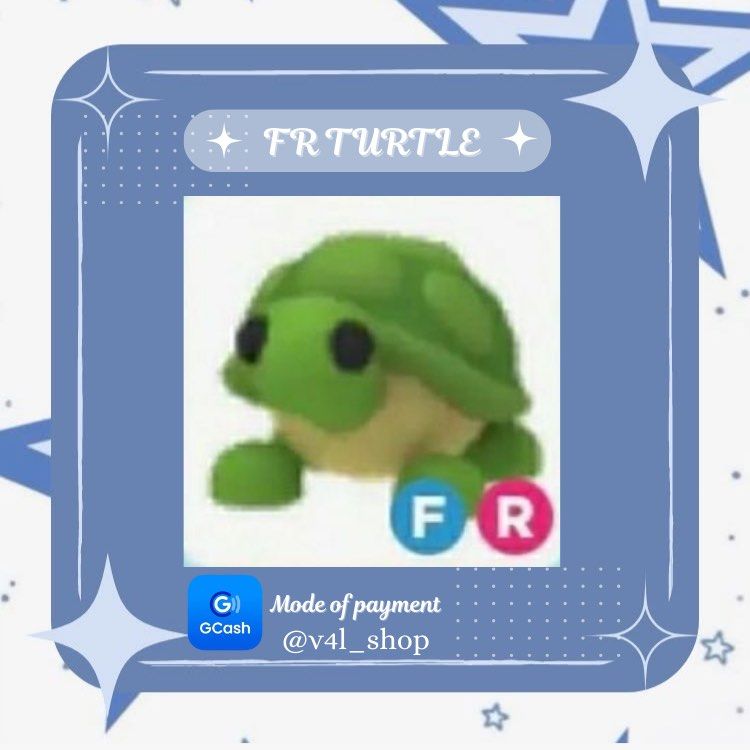 FR TURTLE | ADOPT ME PETS | ROBLOX (Category: In-Game Products) located in Manila. Submitted by v4l_shop (Listing ID 1363425291, Image 1). Description: FR TURTLE Hello! Are you looking for any specific pets? Welcome to v4l_shop! 🌸 Kindly payment first is required, and you receive the pet immediately! 📌Do send a screenshot of the receipt as proof that you sent the money, once the payment is confirmed provide your username so that i can add you. 
