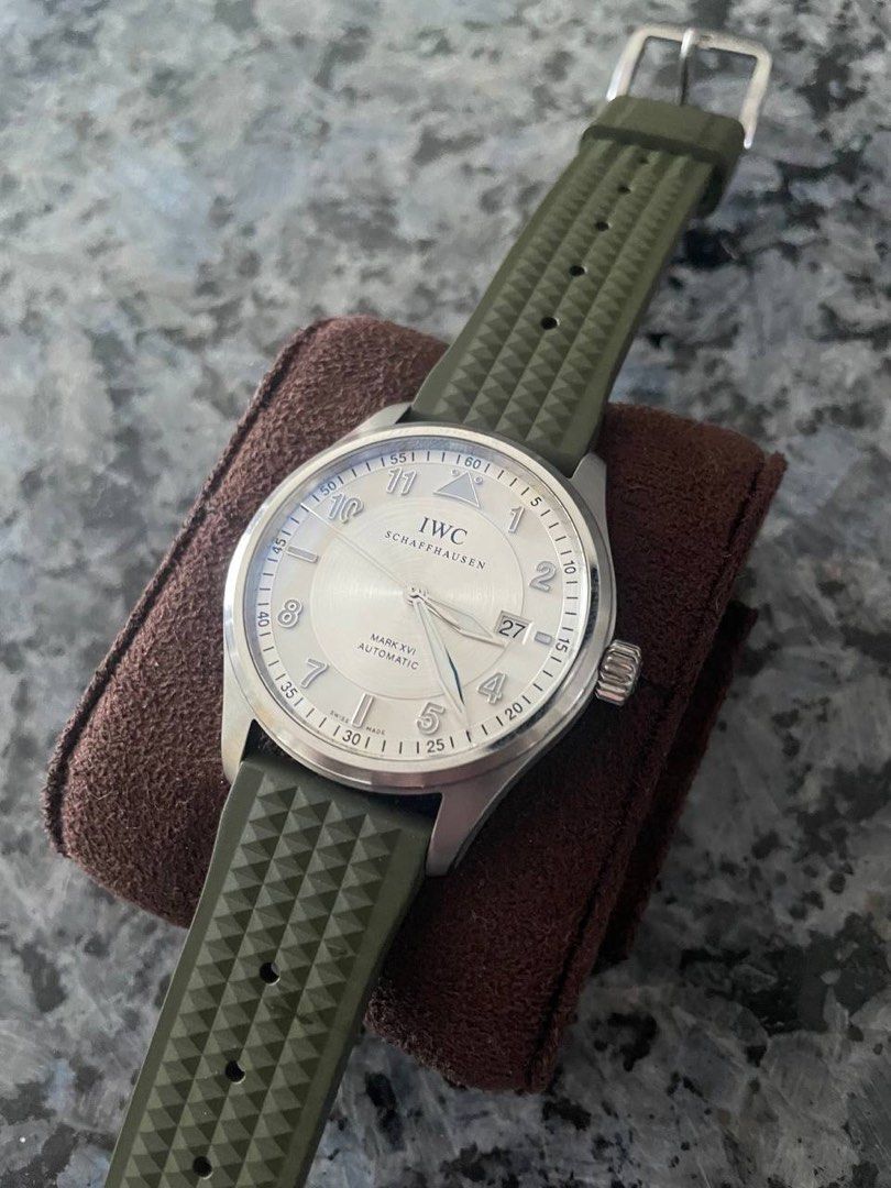 IWC Mark XVI Spitfire (Category: Luxury Watches) located in Quezon City. Submitted by ron4356 (Listing ID 1363532873, Image 1). Description: IWC Mark XVI Spitfire 39mm With OG leather strap and clasp barely used Newly serviced Never been buffed Still with caseback sticker Complete set booklets, card, outer box, inner box Local AD.