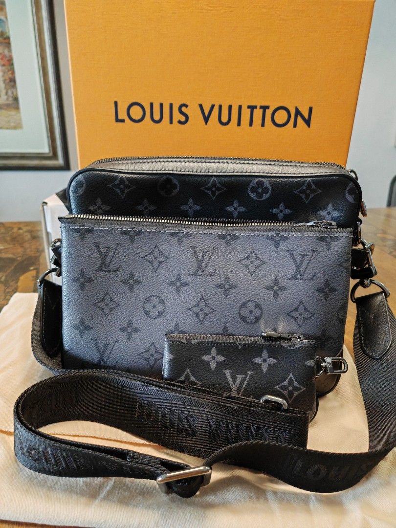 Louie Vuitton Trio Messenger Monogram Eclipse (Category: Luxury Bags & Wallets) located in Mandaluyong City. Submitted by brianallan (Listing ID 1363405582, Image 1). Description: Used Once for an Event. May pass as brand new. AUTHENTIC Slightly Negotiable.