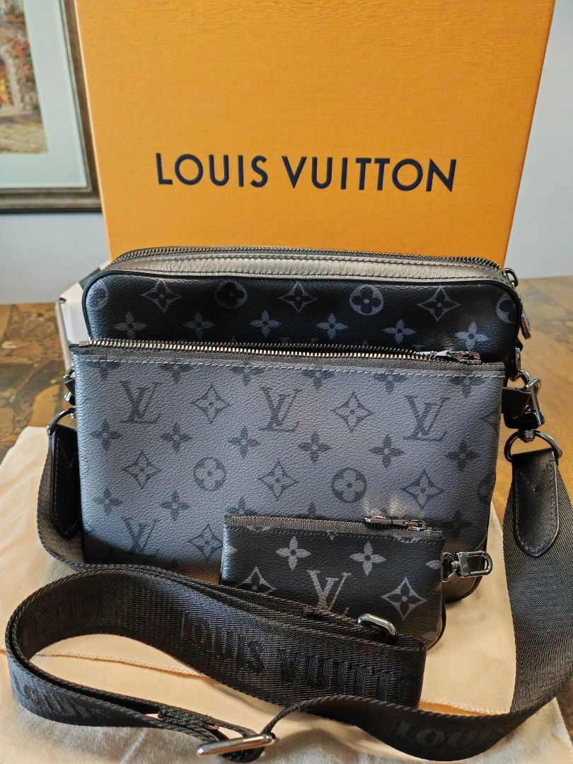 Louie Vuitton Trio Messenger Monogram Eclipse (Category: Luxury Bags & Wallets) located in Mandaluyong City. Submitted by brianallan (Listing ID 1363405582, Image 2). Description: Used Once for an Event. May pass as brand new. AUTHENTIC Slightly Negotiable.